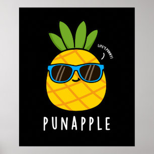 Pun-appel Funny Fruit Pineapple Pun Dark BG Poster