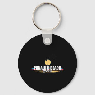 Punalu'u Beach Hawaii Retro Surfstrand voor mannen Sleutelhanger