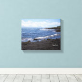 Punalu'u Black Sand Beach Hawaii Canvas Afdruk (Insitu (Houten vloer))