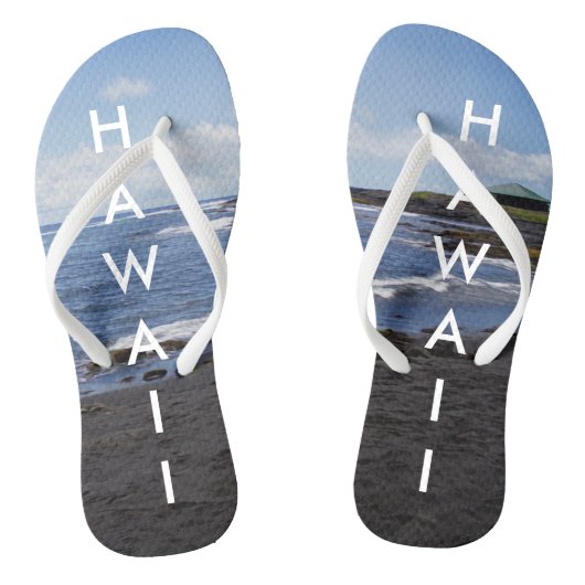Punalu'u Black Sand Beach Hawaii met tekst Teenslippers (Voetbed)
