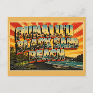 Punaluu Zwarte Zandstrand Hawaii Vulkanische Kust Briefkaart
