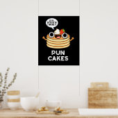 Puncakes Funny Pancake Pun Dark BG Poster (Keuken)