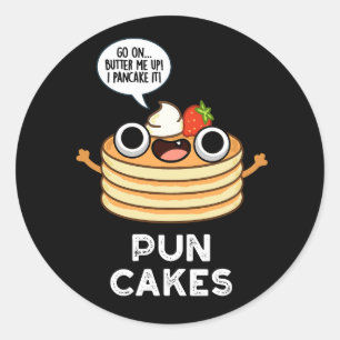 Puncakes Funny Pancake Pun Dark BG Ronde Sticker