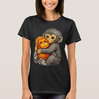 Punch aap grappig schattig baby dier knuffel pluch t-shirt