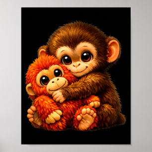 Punch aap met teddybeer knuffelende internetmeme poster