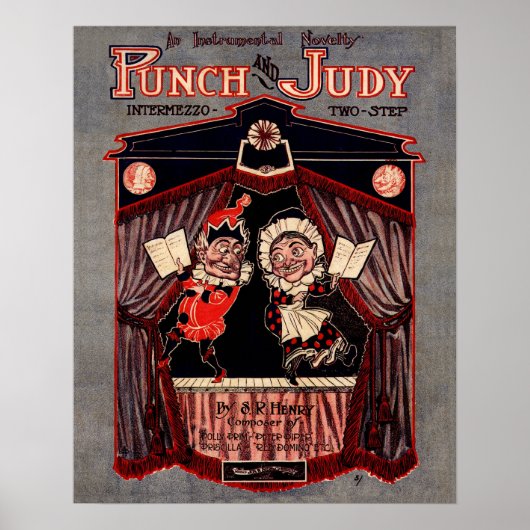 Punch and Judy Puppets Remastered Illustration Poster (Voorkant)