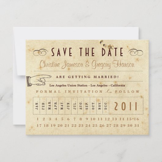 Punch Card Save the Date -  kleuren (Voorkant)