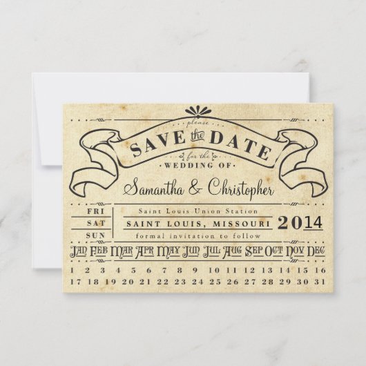 Punch Card  Ticket Banner Save the Date (Voorkant)