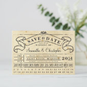 Punch Card  Ticket Banner Save the Date (Staand voorkant)