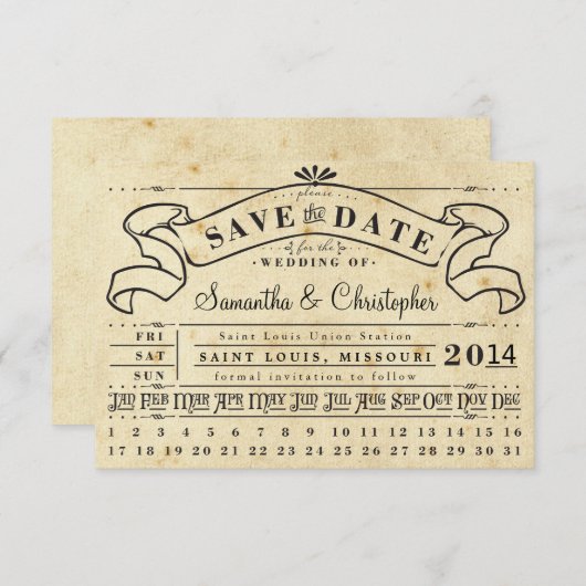 Punch Card Ticket Banner Save the Date (Voorkant / Achterkant)