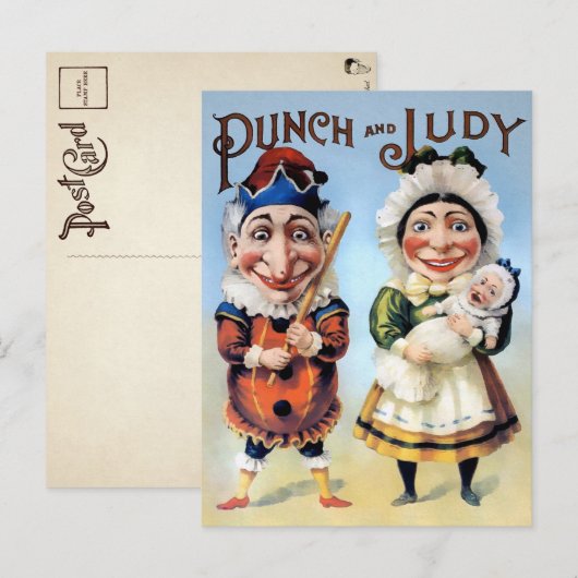 Punch en Judy Briefkaart (Voorkant / Achterkant)