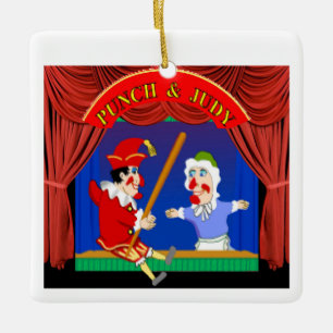 Punch en Judy Keramisch Ornament