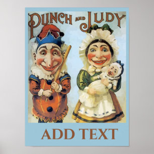 Punch en Judy Poster, voeg tekst Poster toe