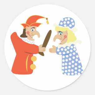 Punch en Judy Ronde Sticker