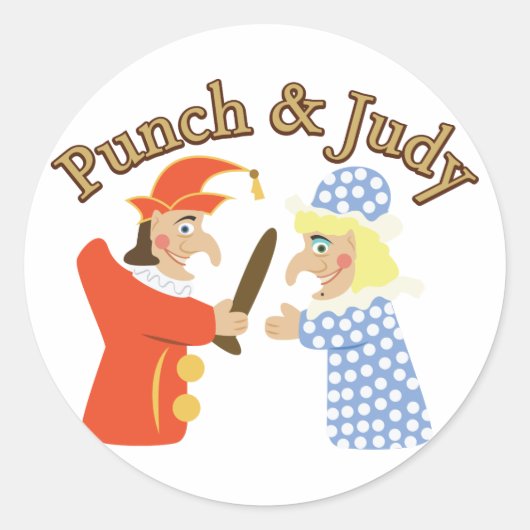 Punch en Judy Ronde Sticker (Voorkant)