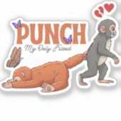 ‏Punch‑kun & Plush Monkey – Kawaii for Kids Sticker (Voorkant)