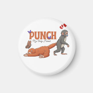 Punch‑kun & Plush Monkey – Kawaii voor Kinderen Magneet