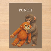 Punch Monkey Funny Notebook | Cute Cartoon Monkey Acryl Uitnodigingen (Voorkant)