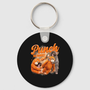 Punch the monkey meme baby aap houdt knuffel sleutelhanger