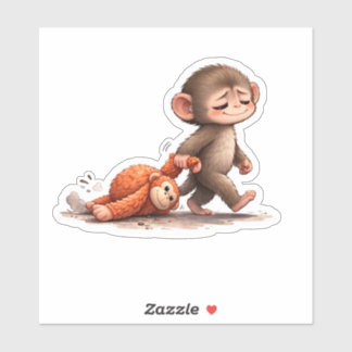 Punch the Rescued Monkey & His Best Friend Doll St Sticker