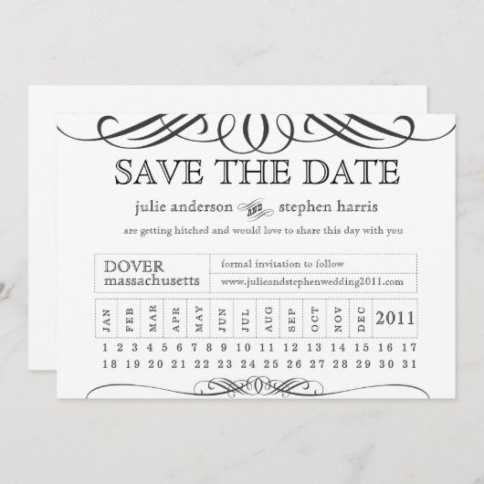 Punch Ticket Bewaar de Datum Save The Date (Voorkant / Achterkant)