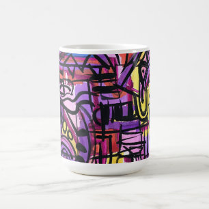 Punchbowl-Bold Kleurrijke Handgeschilderde Abstrac Koffiemok