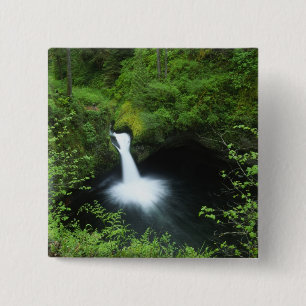 Punchbowl Falls op Eagle Creek, Columbia River Vierkante Button 5,1 Cm