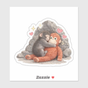 Punch's Warme Omhelzing – Baby Aap & Knuffel Troos Sticker