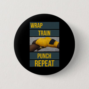 Punchy Graphics Wrap Train Punch Herhaal, Boksen Ronde Button 5,7 Cm