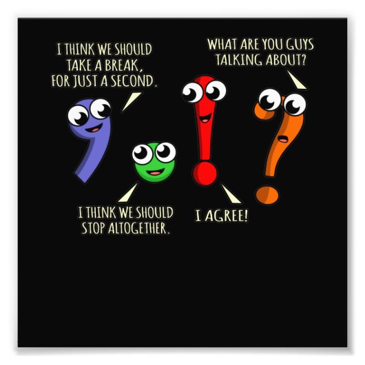 Punctuatie Marks English Language Teacher Student Foto Afdruk (Voorkant)