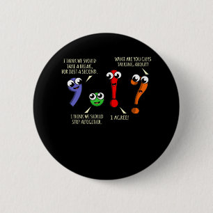 Punctuatie Marks English Language Teacher Student Ronde Button 5,7 Cm