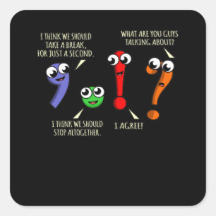 Punctuatie Marks English Language Teacher Student Vierkante Sticker