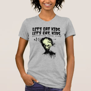 Punctuatie redt levens, zombie laten we kind eten t-shirt