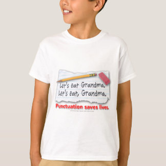 Punctuatie slaat levens op t-shirt