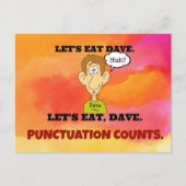 Punctuation Counts: Laten we Dave eten. Briefkaart (Voorkant)
