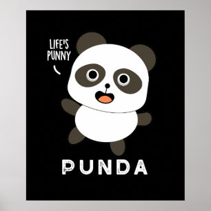 Punda Funny Animal Panda Pun Dark BG Poster