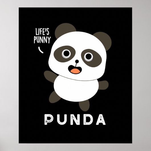 Punda Funny Animal Panda Pun Dark BG Poster (Voorkant)