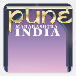 Pune, Maharashtra India vakantie-poster Vierkante Sticker