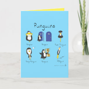 Punguins Penguin Puns Funny Wenskaart Kaart