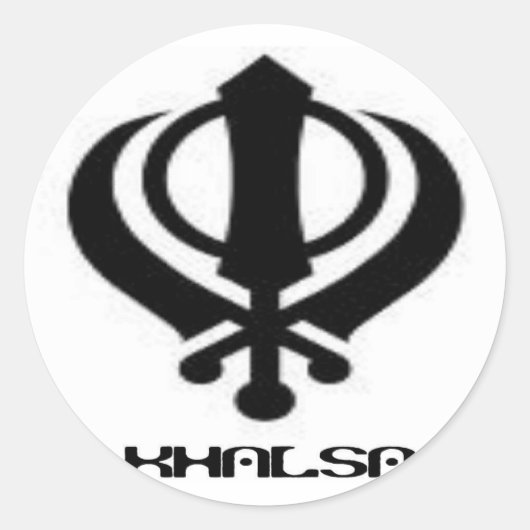 Punjabi Khanda Sikh Khalsa Design Merchandise Ronde Sticker (Voorkant)