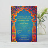 Punjabi Sikh Bruiloft Anand Karaj Golden Kaart (Staand voorkant)