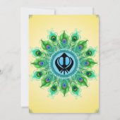 Punjabi Sikh Bruiloft Anand Karaj Peacock Feather Kaart (Achterkant)