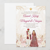 Punjabi trouwuitnodigingen & Anand Karaj kaarten (Voorkant / Achterkant)