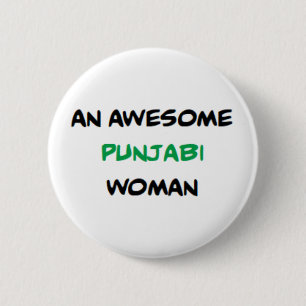 Punjabi vrouw, geweldige koffiemok ronde button 5,7 cm