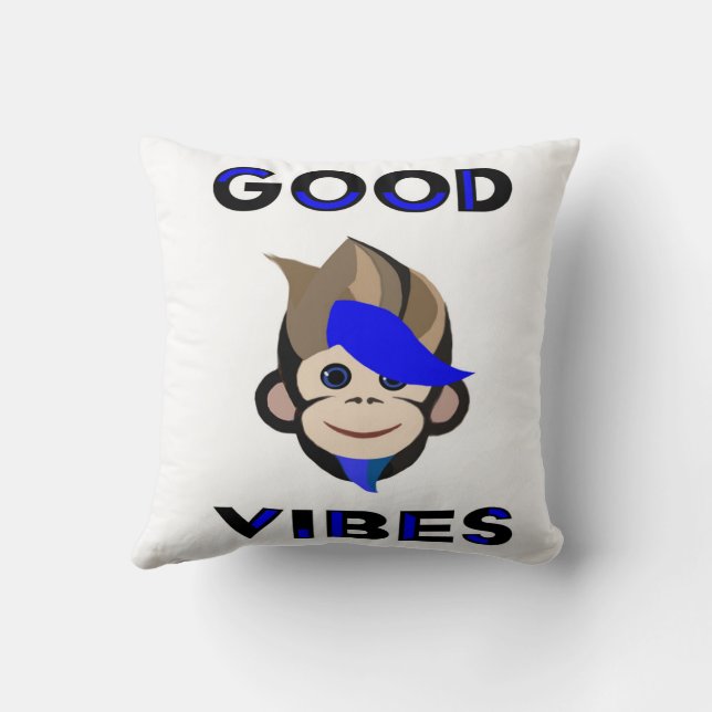 Punk Aap blauw haar aap goede vibes Kussen (Achterkant)