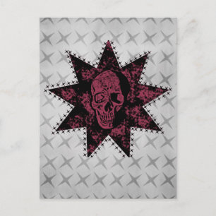 Punk Briefkaart van de schedel (donkerroze)