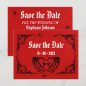 Punk bruiloft Save the Date Red Aankondigingskaart (Voorkant / Achterkant)