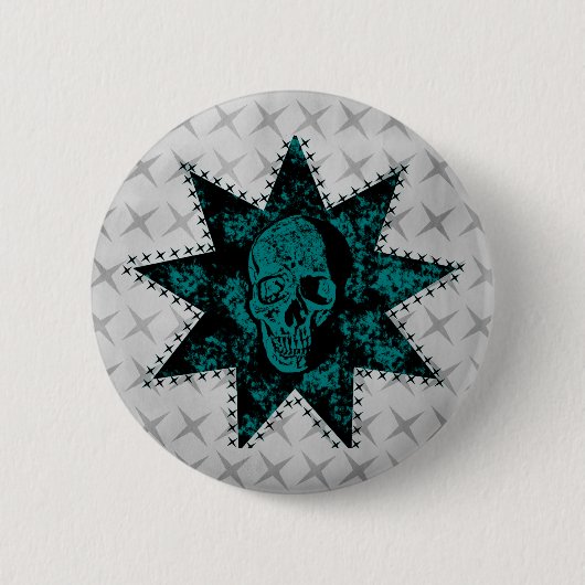 Punk Button van de schedel (Blauwgroen) (Voorkant)