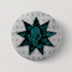 Punk Button van de schedel (Blauwgroen)