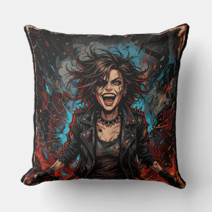 Punk Chaos Meisje Explosie Grunge Rebel Vuur Art Kussen